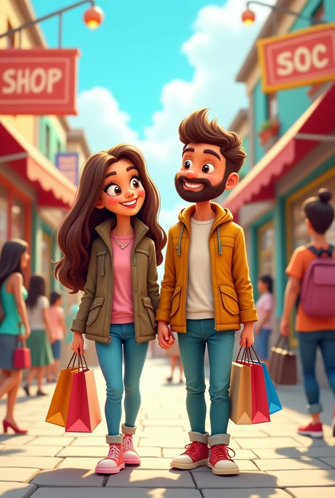 Generate couple photo for going shoping  Cartoon photo 