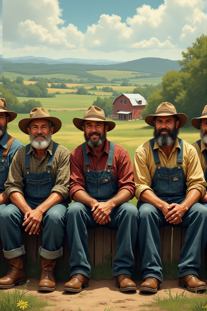 5 male farmers sitting