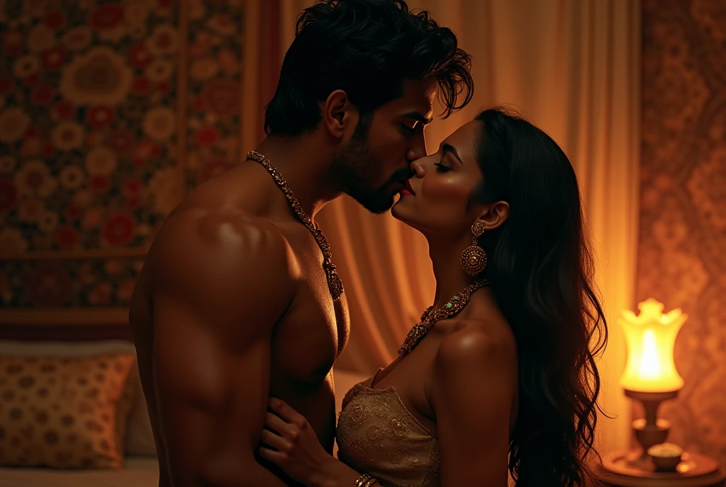 an indian man kissing the breasts of an indian woman
