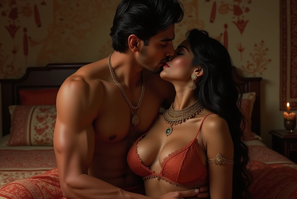 an indian man kissing the breasts of an indian woman
