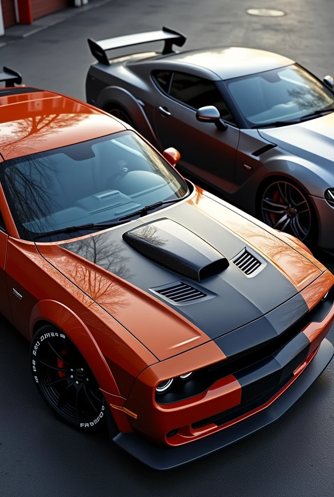 dodge challenger,Nissan GTR, TOYOTA Supra parked in same place





