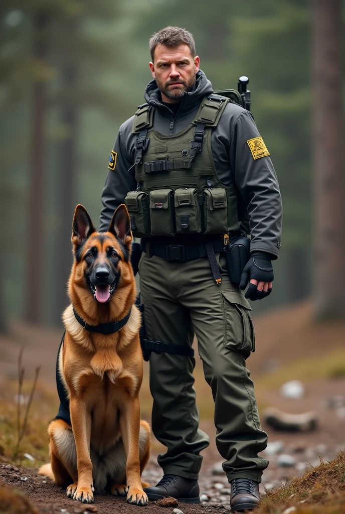 Dog handler with a German shepherd