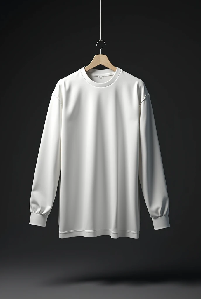 Male White round necked long sleeve that is  hanging in HD