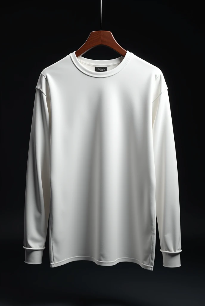 Male White round necked long sleeve that is hanging in HD