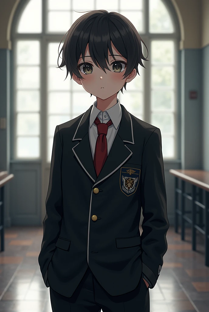 School boy, wearing black school uniform, ((masterpiece, highest quality, Highest image quality, High resolution, photorealistic, Raw photo, 8K)), ((Extremely detailed CG unified 8k wallpaper)) anime