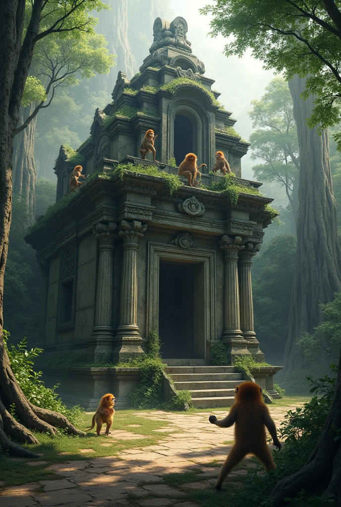 A old temple with monkies mysterious 