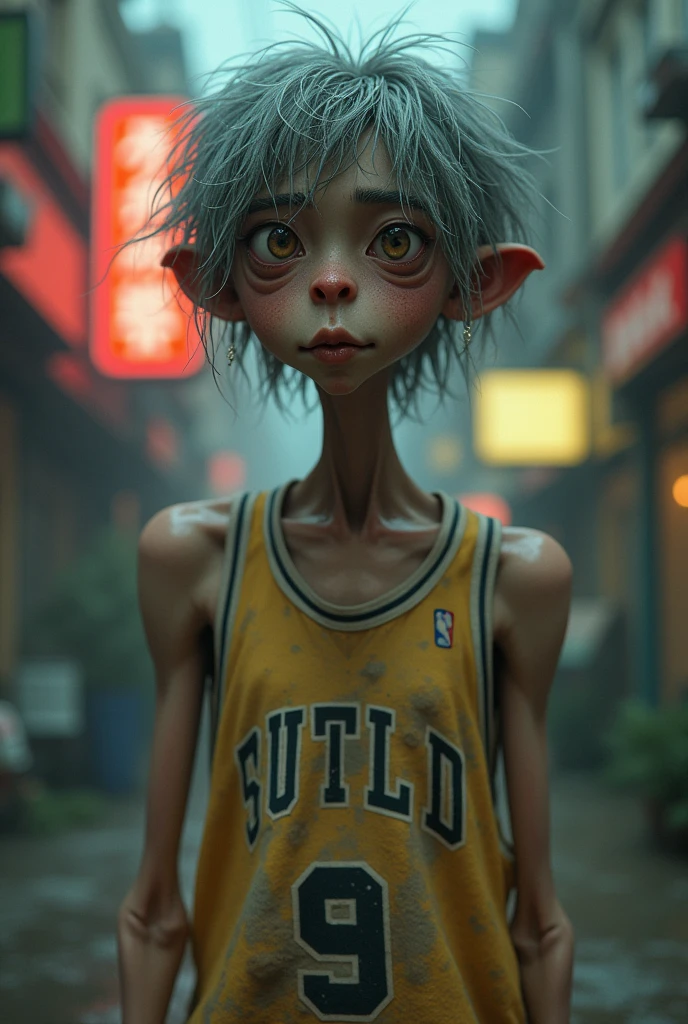, fake japanese, 1,77, droopy eyes, I&#39;m dear, 60s hair, Scrawny, basketball tank top