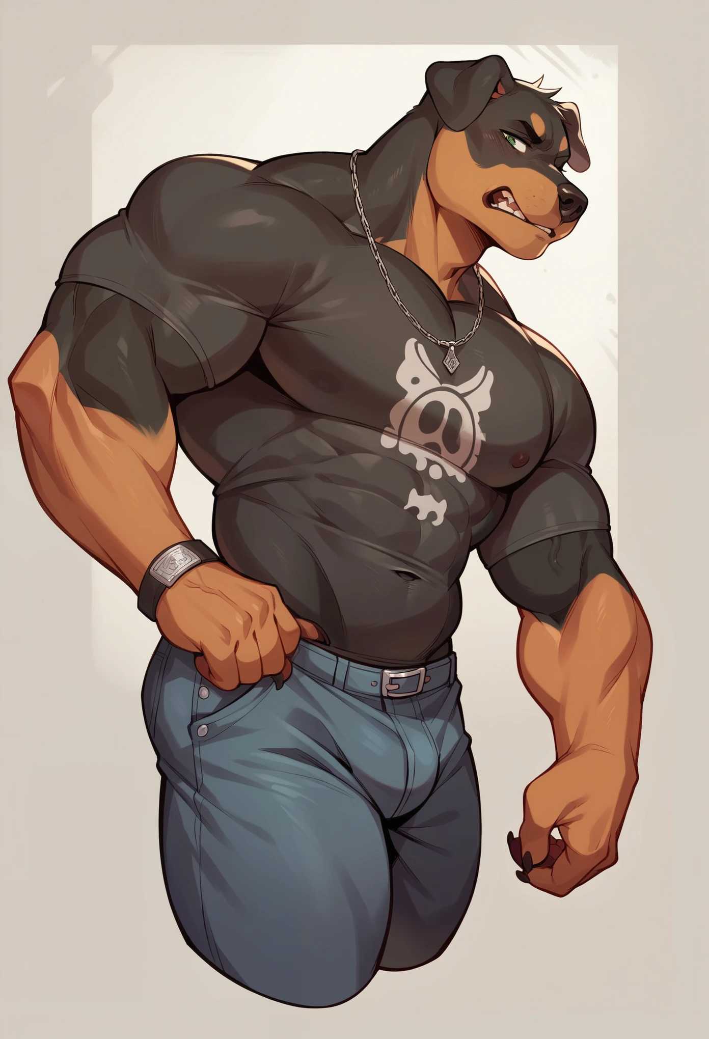 A massive and muscular rottweiler with a big dick and a fair and threatening air that fucks another rottweiler a little more minute and painful