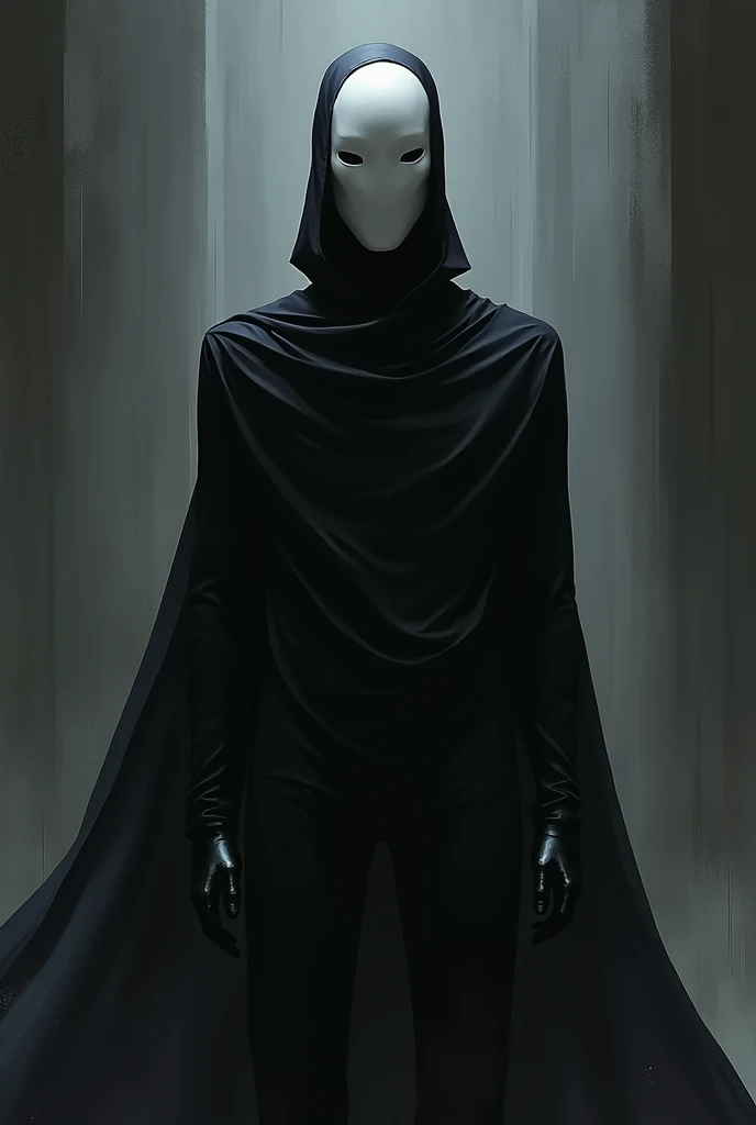 A male tale height wearing mask and black costume of age 23 manga character