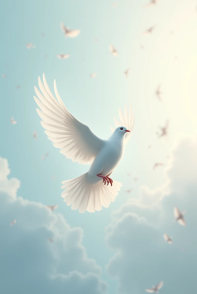 An image of a flying dove With the theme of boundless peace 