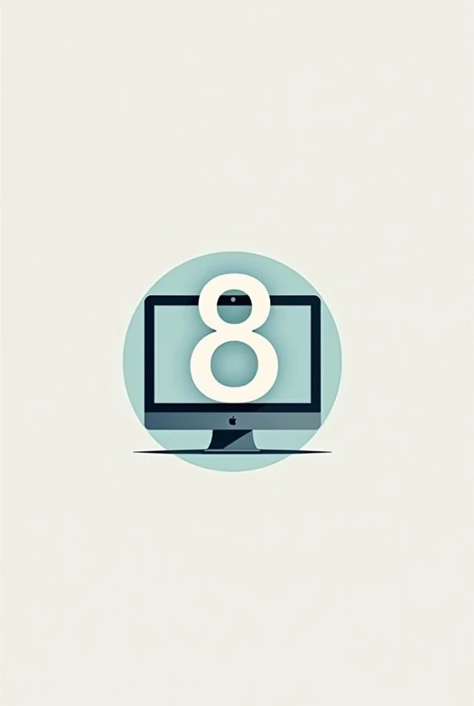 Simple logo of a computer and 8 on it