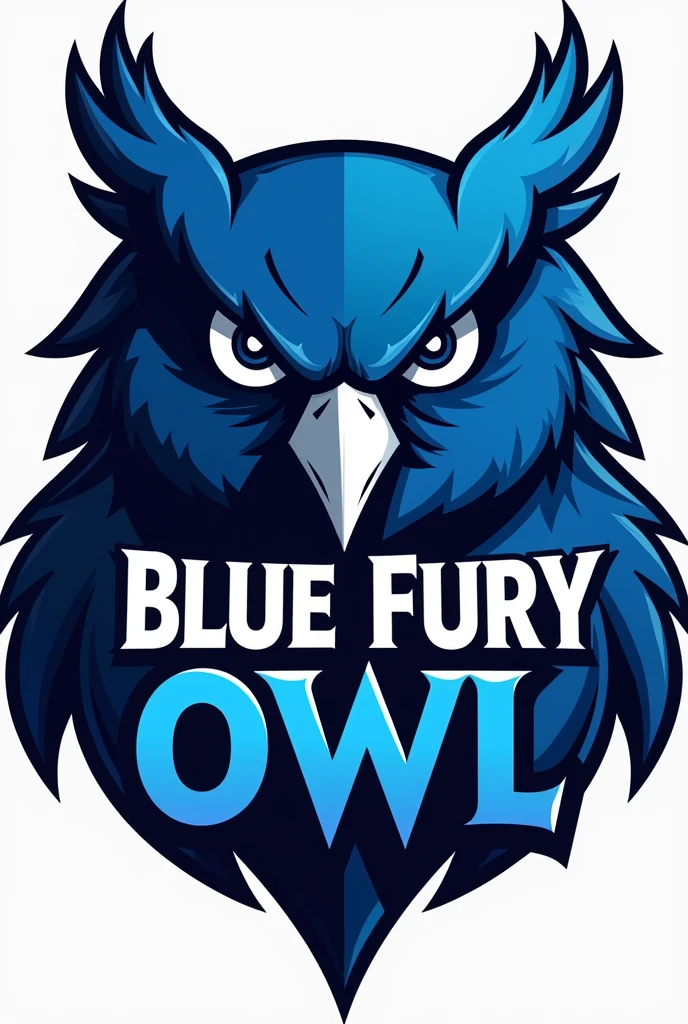 Blue Fury owl animated logo just the head Nd claws only with a text written Blue Fury Owl