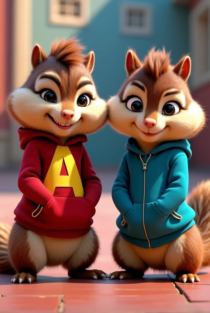 In the Movie of Alvin and the chipmunks 

- Chipmunks Alvin: Picture him with a korean block-two hairstyle. His hair could be a Black.

- Chipmunks Brittany: Imagine Brittany with bold cyan short block-two Korean hair.