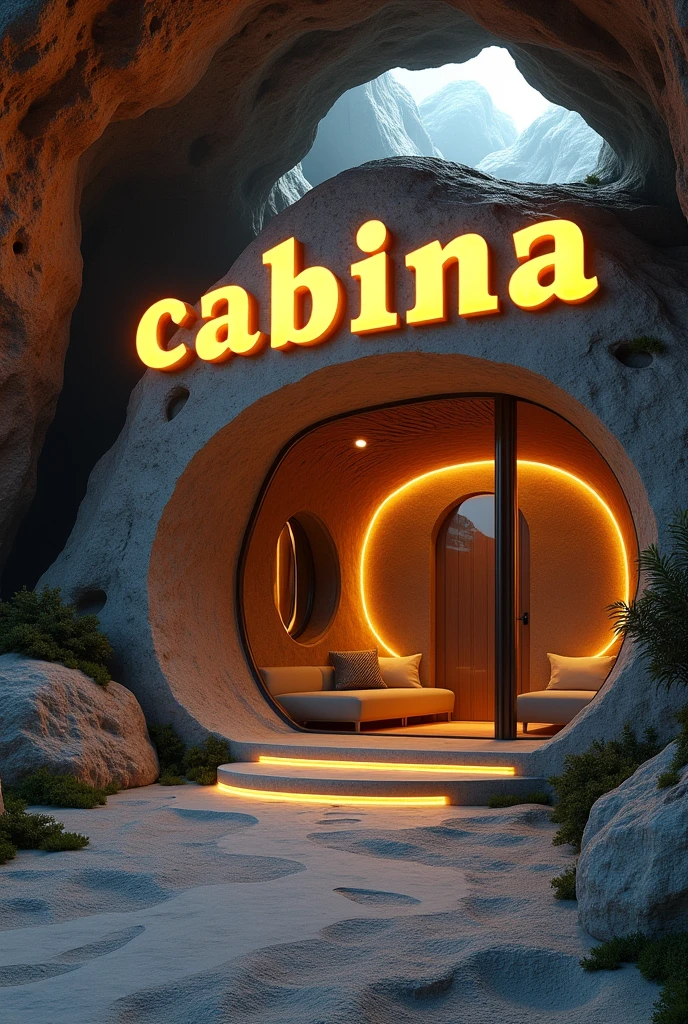 Create an image that has a title and says Cabina House in underground letters
