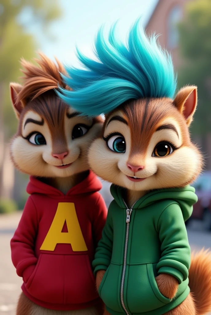 In the Movie of Alvin and the chipmunks
- Chipmunks Alvin: Picture him with a korean hairstyle. His hair could be a Black.
- Chipmunks Brittany: Imagine Brittany with bold cyan short Korean hair.