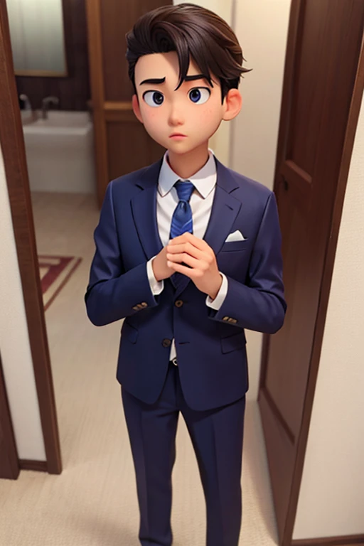 ９age、male、Large head、suit、