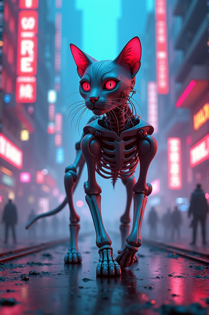 Skelton cat in néon country 
Armor cyberpunk 