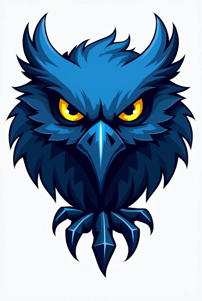 Blue Fury owl animated logo just the head And claws only with a text written Blue Fury Owl