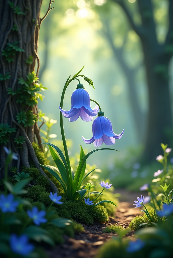 Blooming bluebell in the forest