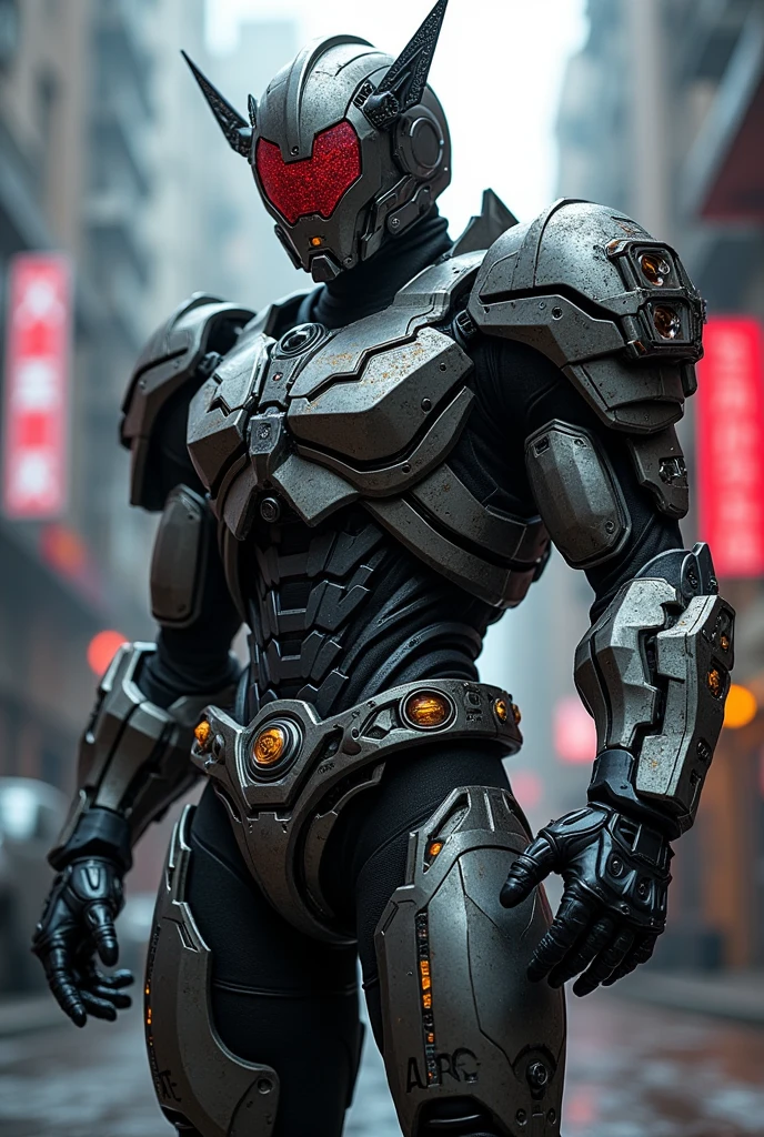 Kamen Rider Faiz has a heavier mechanical element