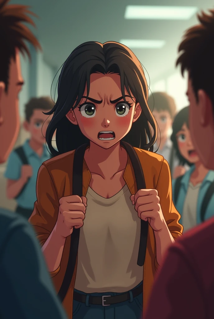 Girl: (angrily) What is going on here? Why are you treating girls like this?
