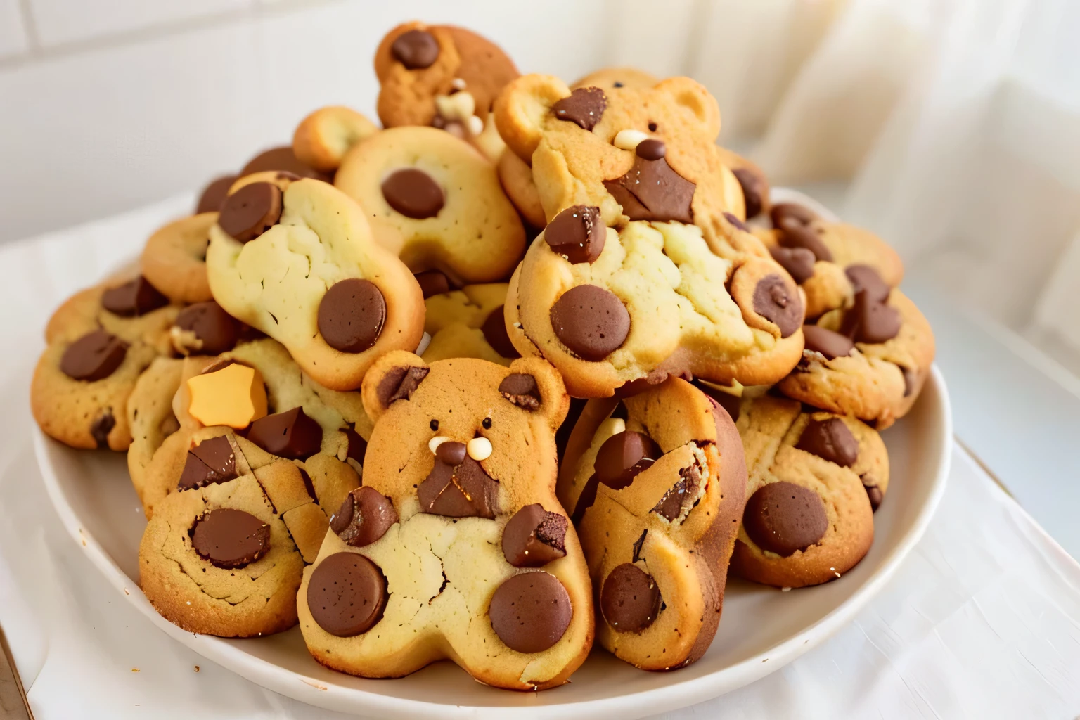 there are a plate of Cookies that are on a table, Bread in animal shape, Cookies, Snacks, Bears, Trypophobia, animal - shaped cakes, Beans, white with chocolate brown stains, baking Cookies, Bearsbeine, Stock, stains, cakes, ikenobo, Die Rookies, Recipe, What are you?, adorable:2, lovable