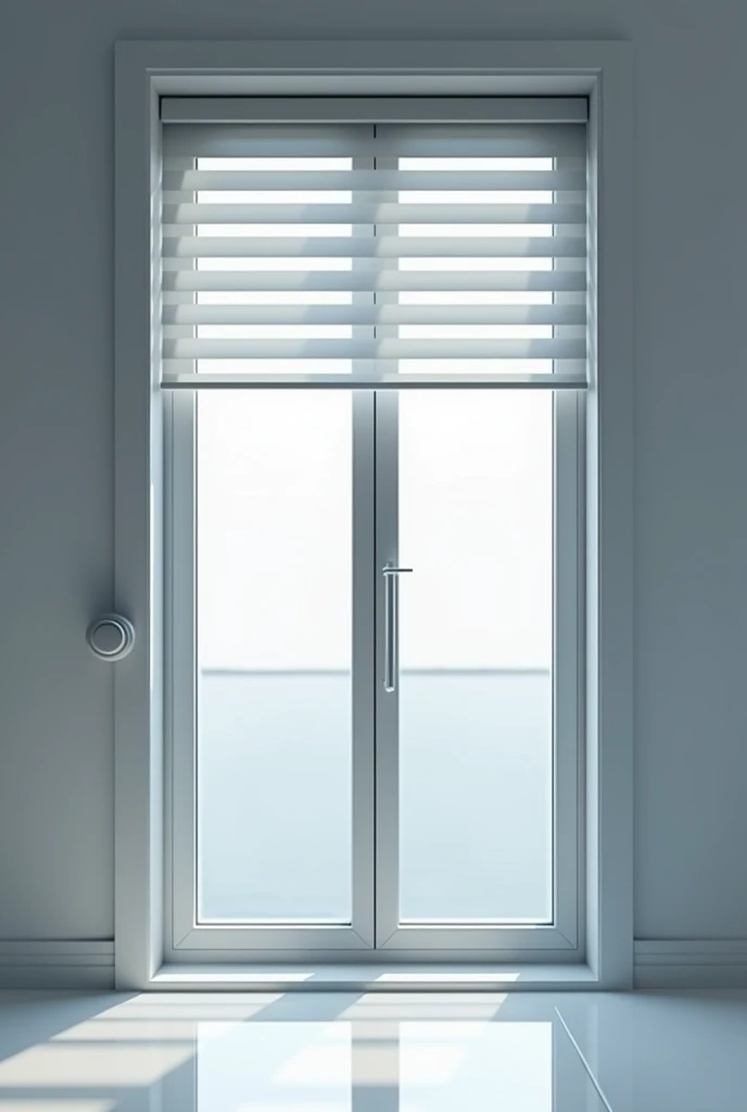 A drawing of a window with automatic blinds controlled by a servo motor. The servo motor, Located on the top, Adjust the blinds according to the outside light, connected to a sensor on the wall. 
 It can be simpler 


