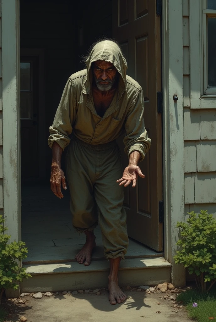 a beggar come to their house asking for food