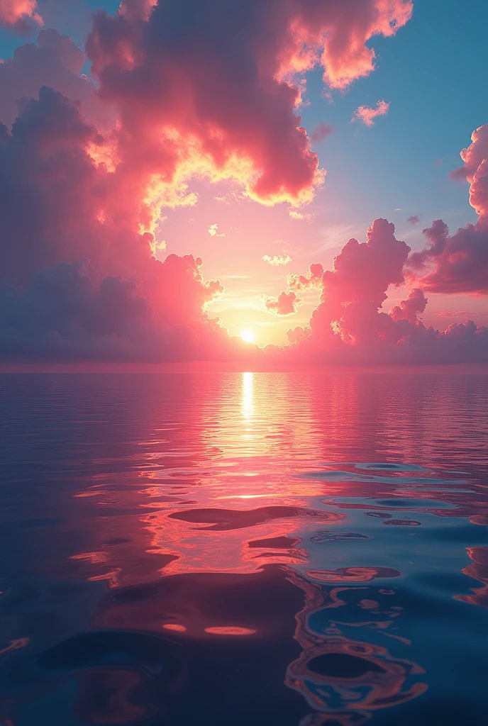 We had a beautiful sunset，The background is the sea，Colorful Sky，Surreal colors，Colorful sunset，Colorful Sky，Beautiful skyの反射，Beautiful sky，Fantastic atmosphere 8K，Colorful flowing clouds，Colors reflected in the sea，Surreal Sky，Red and blue reflections，Fire Reflection，Beautiful sky，Beautiful and spectacular sunset，Beautiful dreamy landscape，Beautiful sky