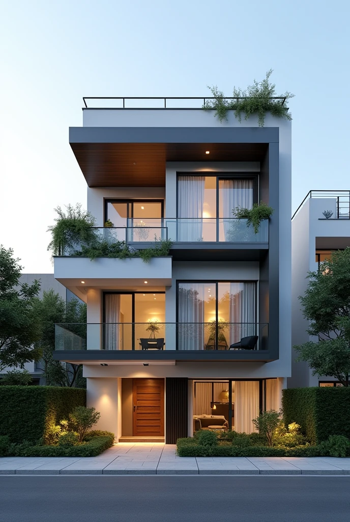 Residential facade , Horizontal , modern ultra realistic , 4K , High-resolution rendering
