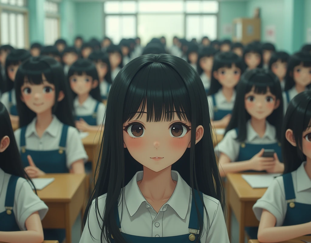 ((Erase the center subject in the front)), (Japanese Clone-girls=Myself), (Super Best masterpiece Clone-girls Raw Photography Art), (16K, Highest quality, Ultra-high resolution, RAW Photos), (It's so unrealistic., With unparalleled depiction, With an unfathomable sight, An unprecedented and shocking worldview, Clone-girls: In a world of mass reproduction, Ultra-realistic depiction), (Japanese Girls, Hamabe-Minami, 16yo), (Small face, Thick black hair, long hair, Dark Eyes, Mature face, Cute Smile, Smiling face, A gentle gaze), (Very pleasant look), (Very beautiful and detailed girl, Accurate body structure, Accurate body movements, Very detailed body), (Super big breasts, Large bulge of ample breasts), (High school girl's summer clothes, Short sleeve, Emphasise the fullness of your breasts), (Very detailed, Myself cloning, Depiction of splitting oneself, 1Myself girl→1,000,000,000,000,000,000,000,000,000,000Myself cloning girls), (Myself clone girlsは, With the same perfect appearance, to multiply in large numbers), (Very detailed depiction, Myself's multiplying female body, In the same female body,With the same face, With the same hairstyle, In the same clothes, At the same height, 同じSuper big breastsで, A completely indistinguishable female body, 1,000,000,000,000,000,000,000,000,000,000 people), (Myself girls only), (1,000,000,000,000,000,000,000,000,000,000Myself girls), Japanese Classroom, Scenes from class, Bright lighting, Peaceful atmosphere, Talk to Myself, Wide-angle field of view, wide view, You can shoot your subject from anywhere
