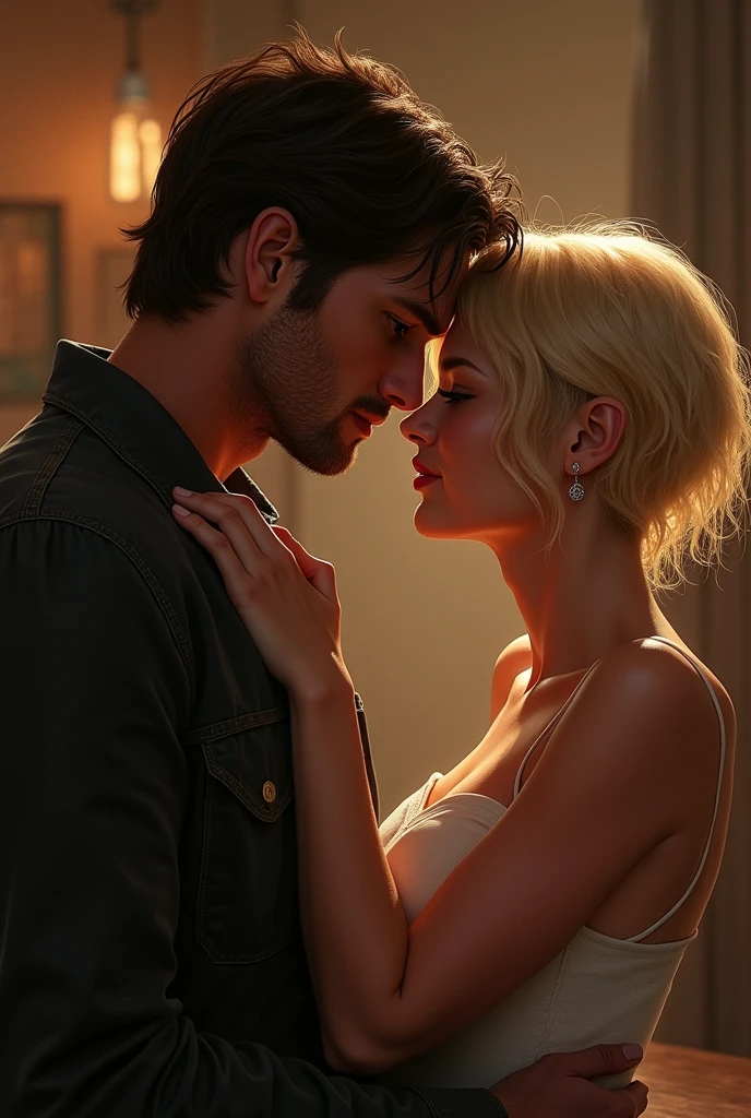 Dean Winchester in love with a girl with dirty blonde really short hair art