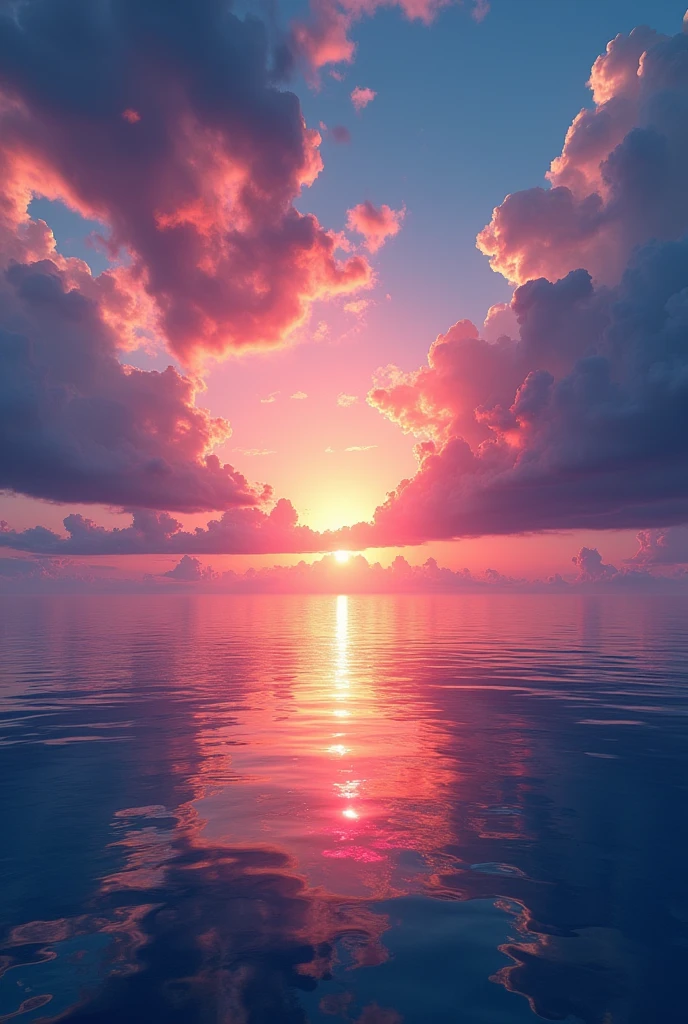 We had a beautiful sunset,The background is the sea,Colorful Sky,Surreal colors,Colorful sunset,Colorful Sky,Beautiful skyの反射,Beautiful sky,Fantastic atmosphere 8K,Colorful flowing clouds,Colors reflected in the sea,Surreal Sky,Red and blue reflections,Fire Reflection,Beautiful sky,Beautiful and spectacular sunset,Beautiful dreamy landscape,Beautiful sky