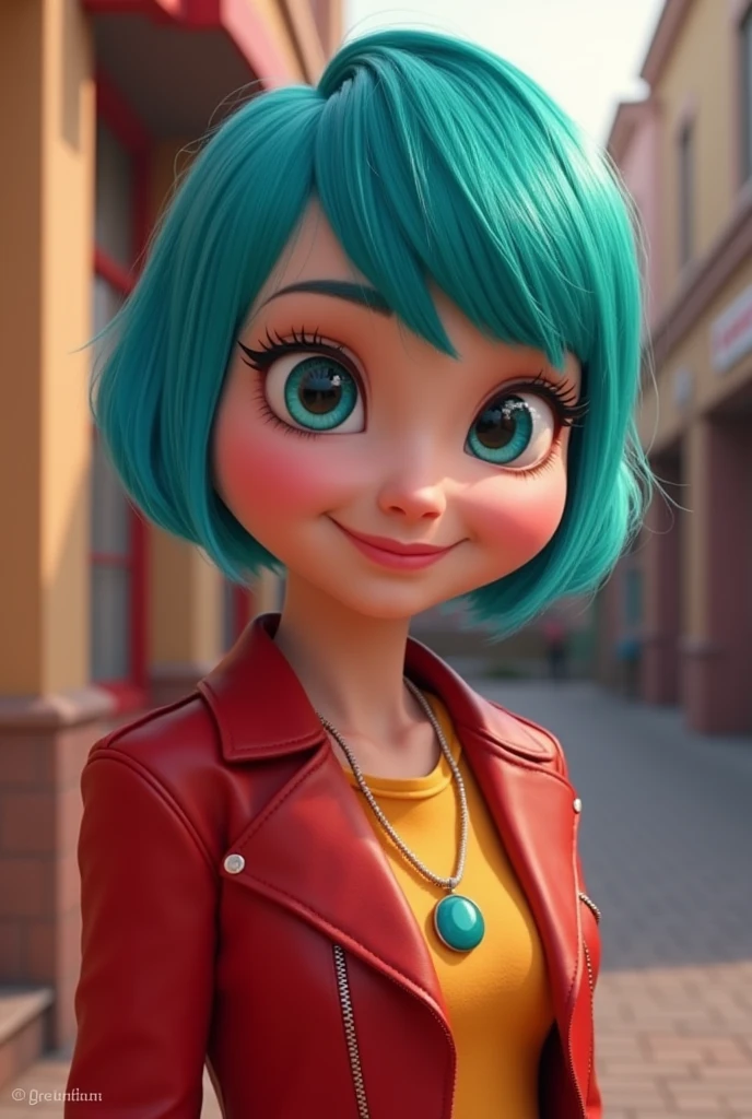 In the movie of "Alvin and the chipmunks"

- Chipmunks Brittany: Imagine Brittany with bold cyan short two block Korean hairstyle.