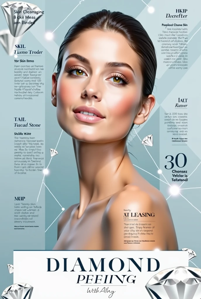 Create a poster for a Tatiane Ventura beauty clinic With a promotion of skin cleansing and diamond peeling A beautiful poster, Modern and clean