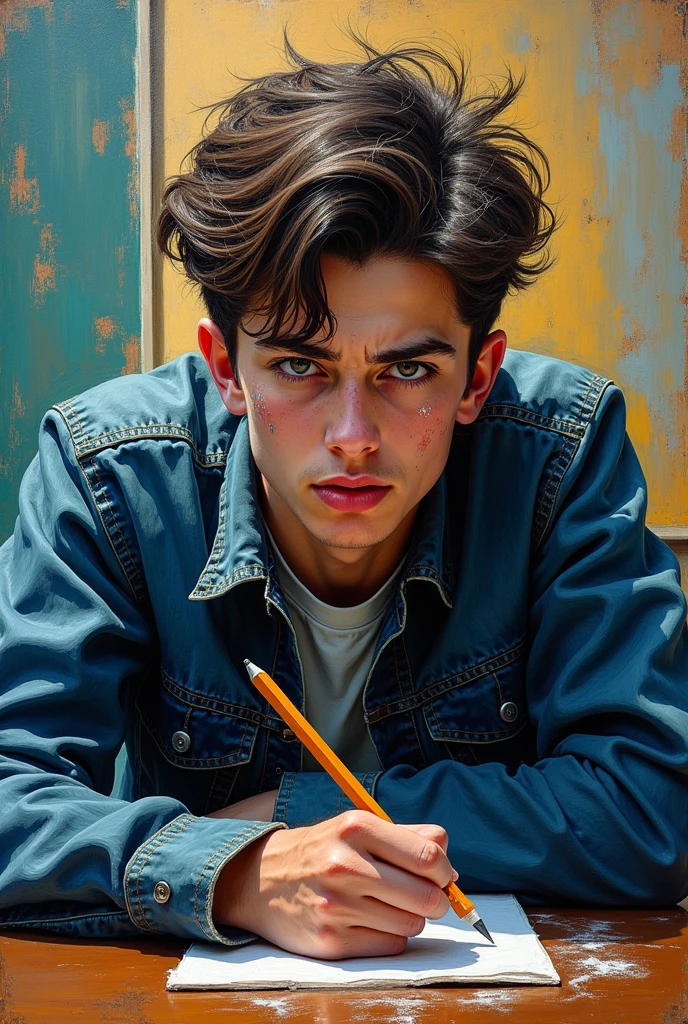 expressionism art of a male student in school