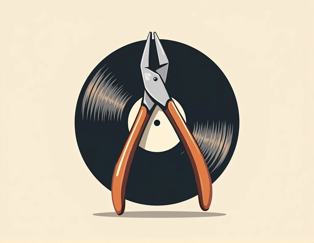 generate a logo with cuticle nippers and writing vinyl in the background