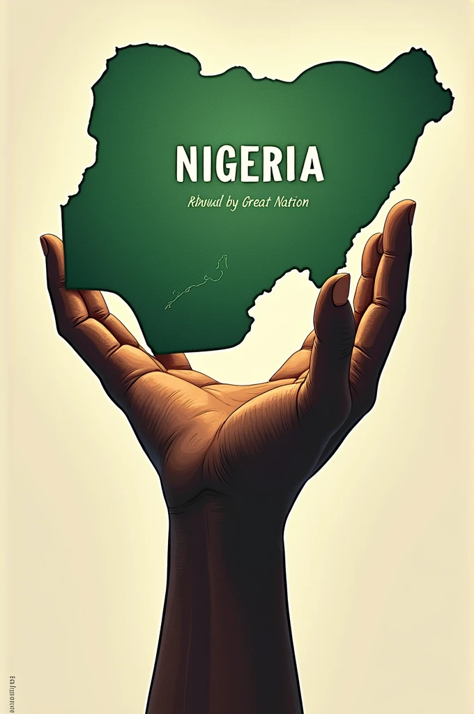 Design a cover page of a book with an African hand without the body upholding Nigeria map titled "PROTEST" And 'Rebuilding a great nation' writing below the main title