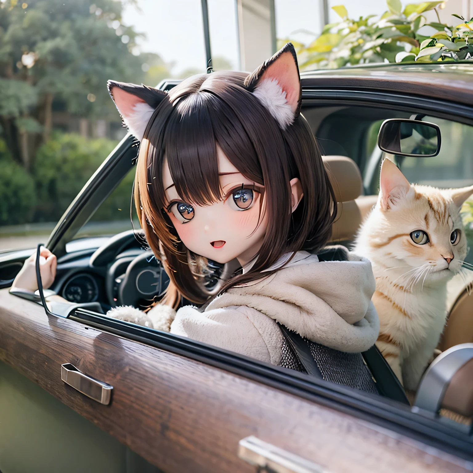 
Stray cat girl Chibiran、Driving a car