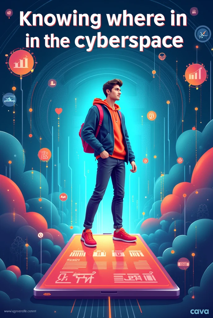 Make me a poster about rule #3 of the netiquette that is “knowing where you are in the cyberspace” make it as if I used canva to make the poster make the words clear