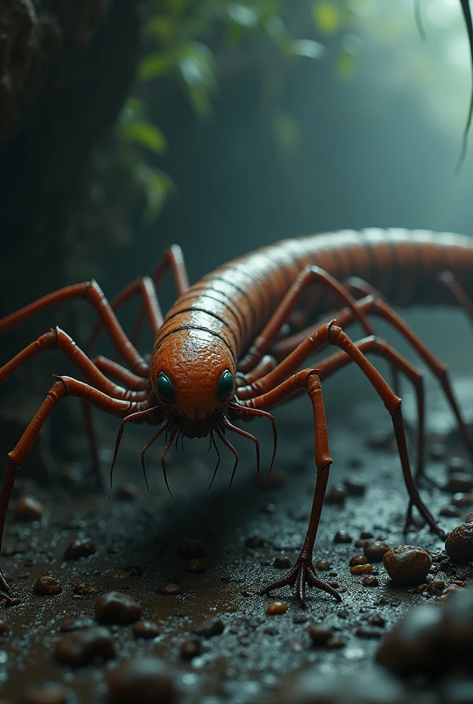 A large, thin centipede