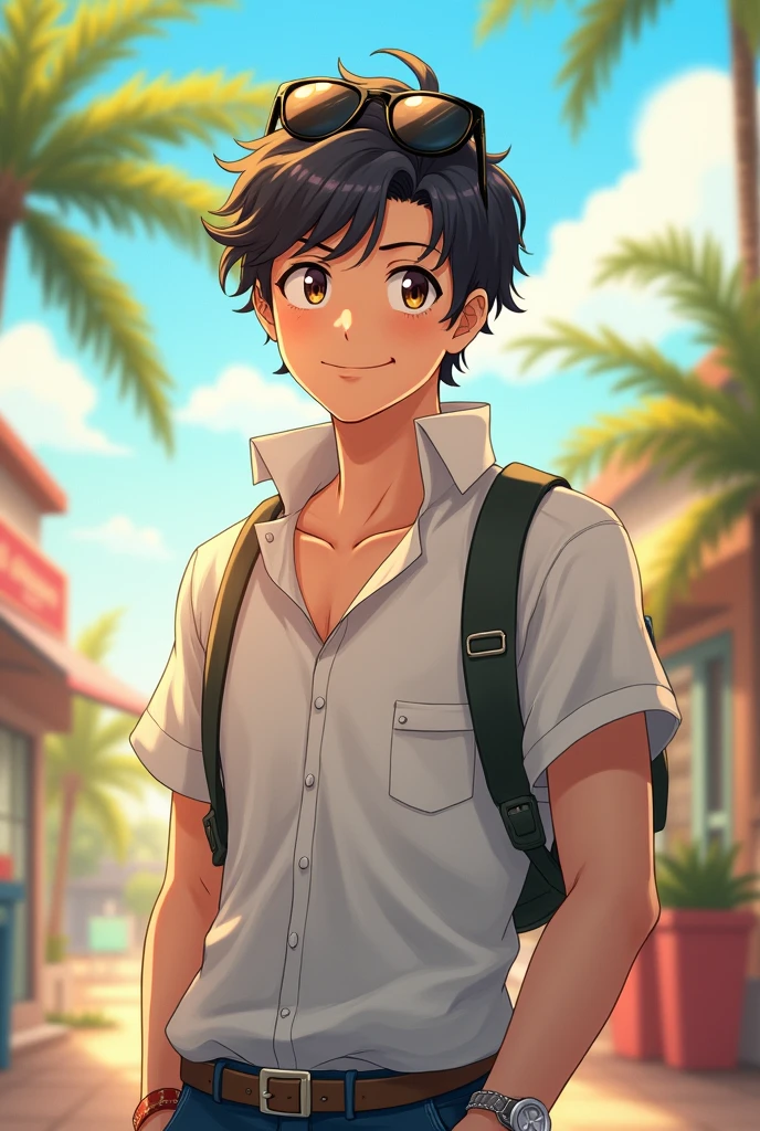 Anime boy howdy and with sunglasses