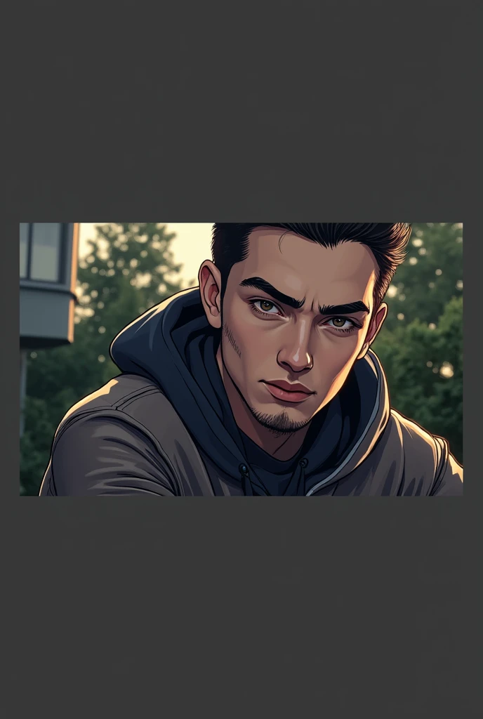Using photo create portrait illustration of 20 year old man
