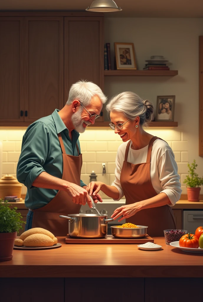 the husband talks to his wife to prepare food in the kitchen