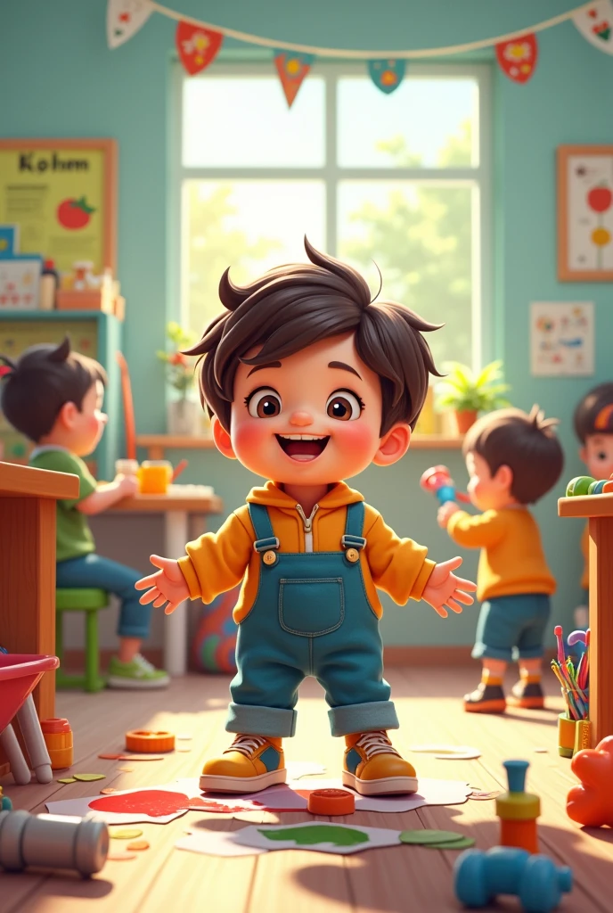 Create the funniest image of class nursery student