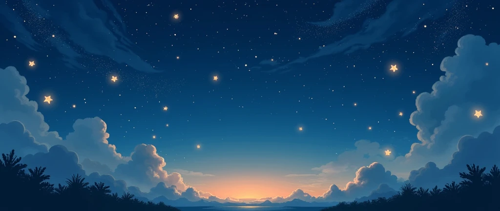One summer night,there were stars in the sky. hand drawn style,children's illustrations,flat illustrations,masterpiece,best quality,Studio Ghibli Inspired ,Anime
