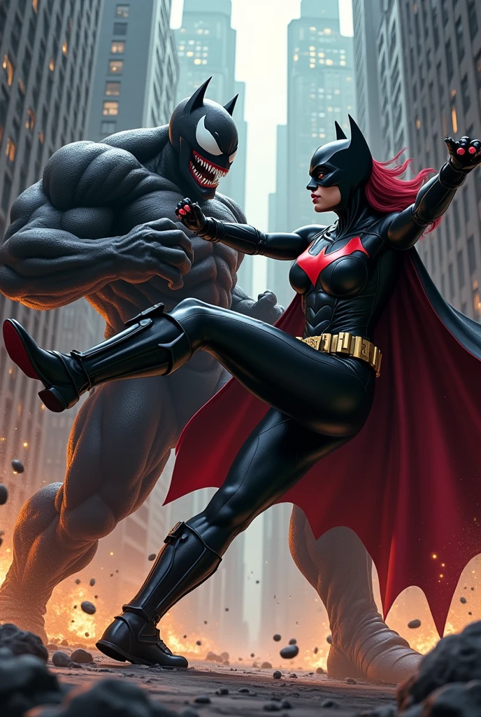 Batwoman kicking venom