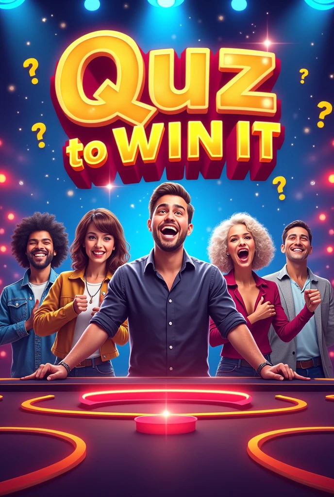 Picture Advertisement for a game called "Quiz to Win It"