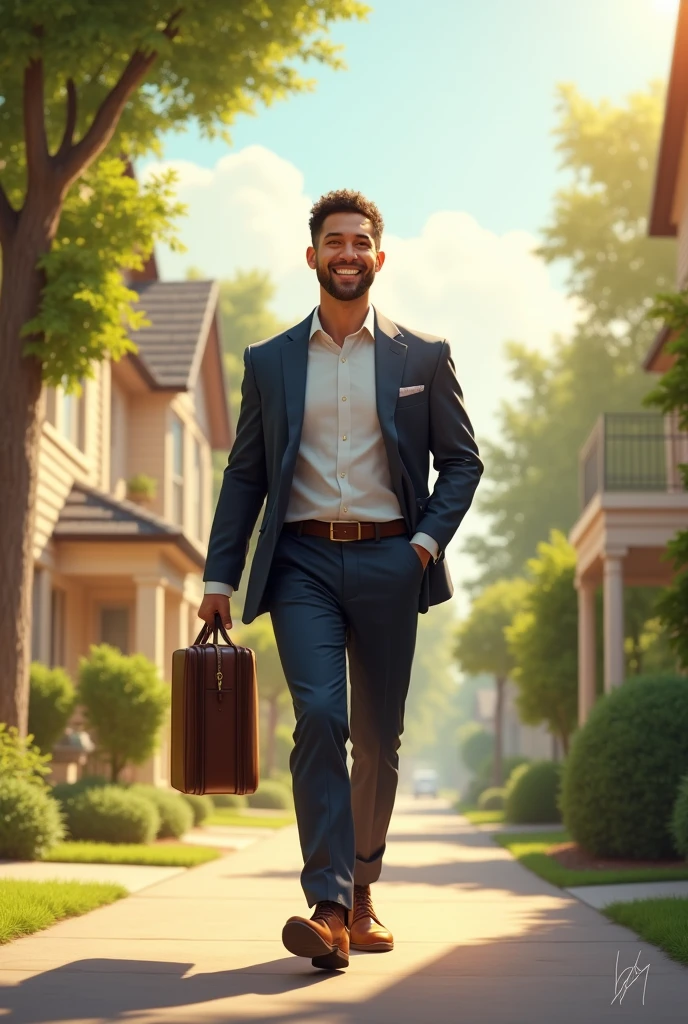 Returning happy from a man's job