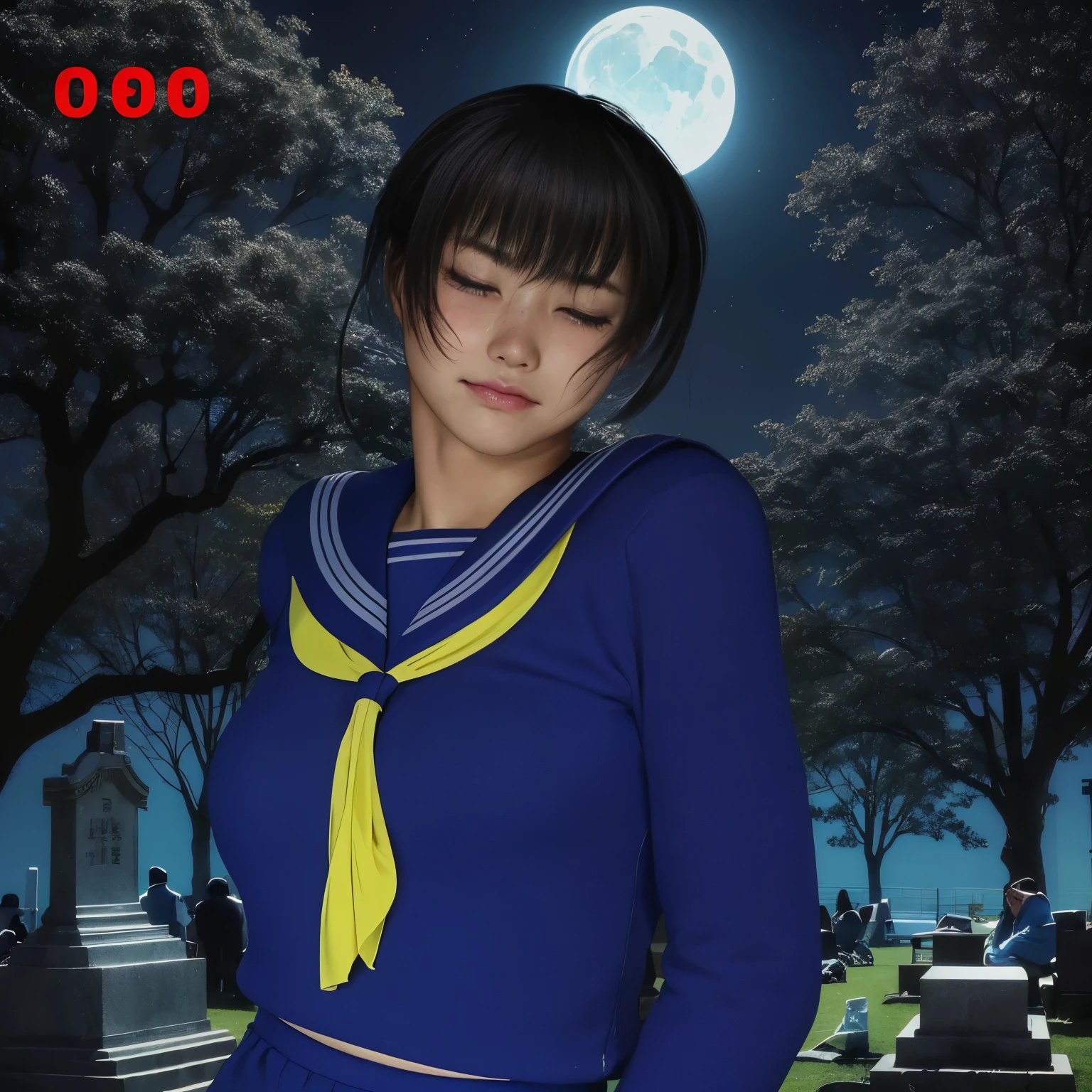 (Highest quality, masterpiece), (Beautiful Japanese Girl), (freckles:0.6), ponytail,  Track and field athlete,Grimacing、((Frowning、Crying face))、Sweaty、close your eyes tight、Blink、((close your eyes、Are sleeping)),